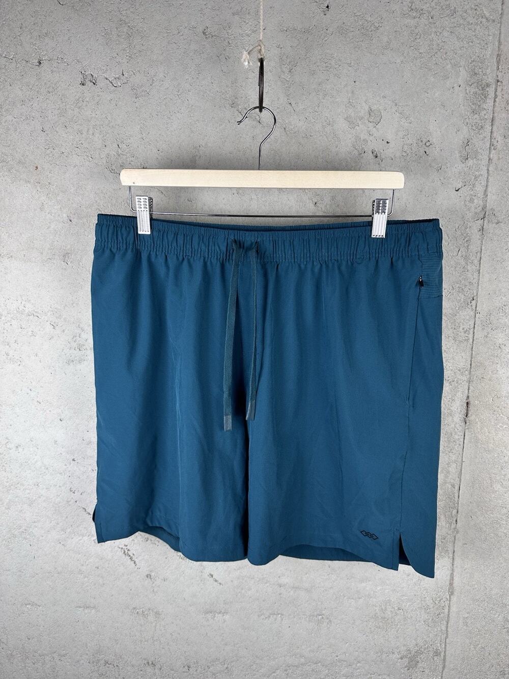 LEG3ND Athletic Training Shorts Aqua Teal Zip Pocket Stretch Men's XL 7.5in